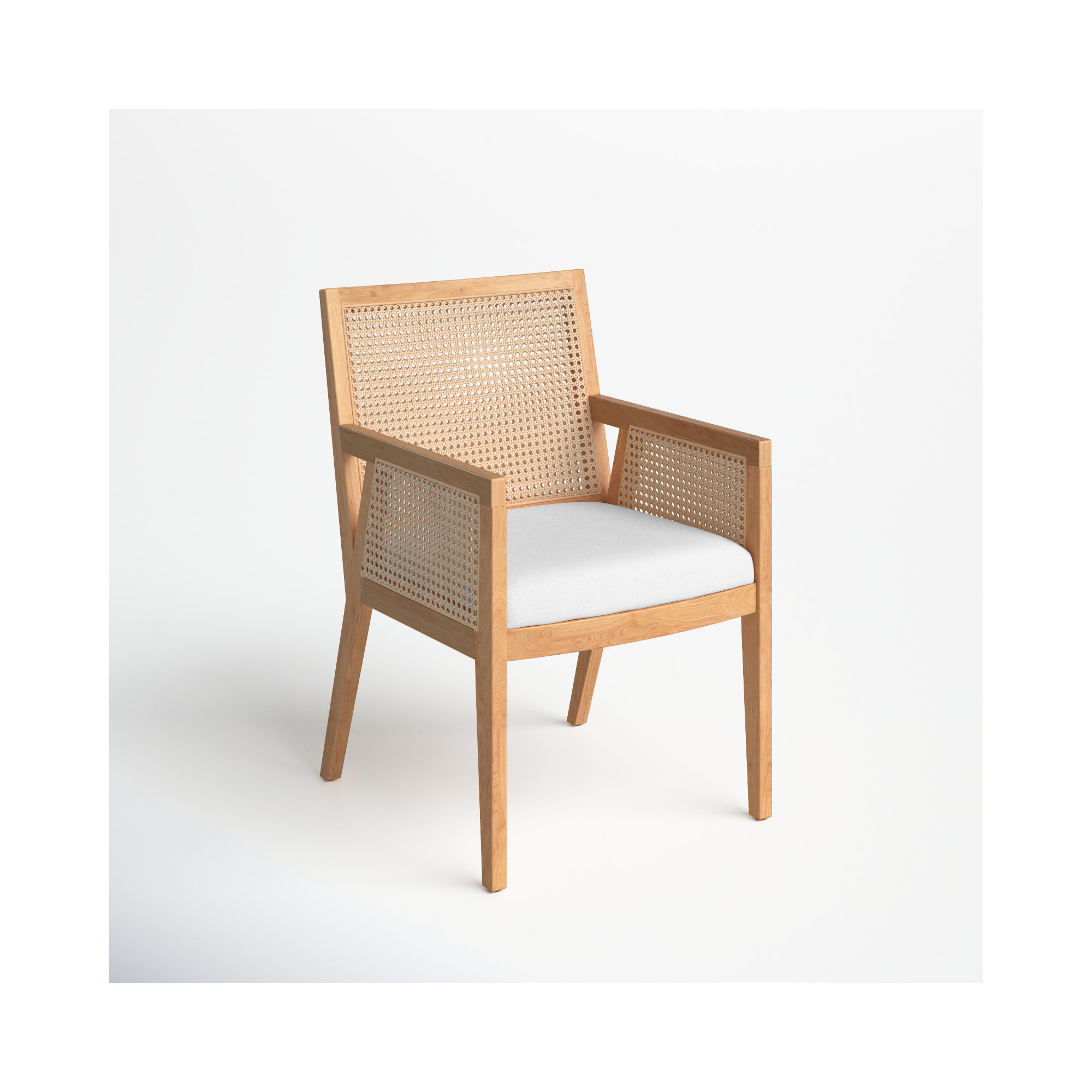 Aurora Cane Back Arm Chair, Beige