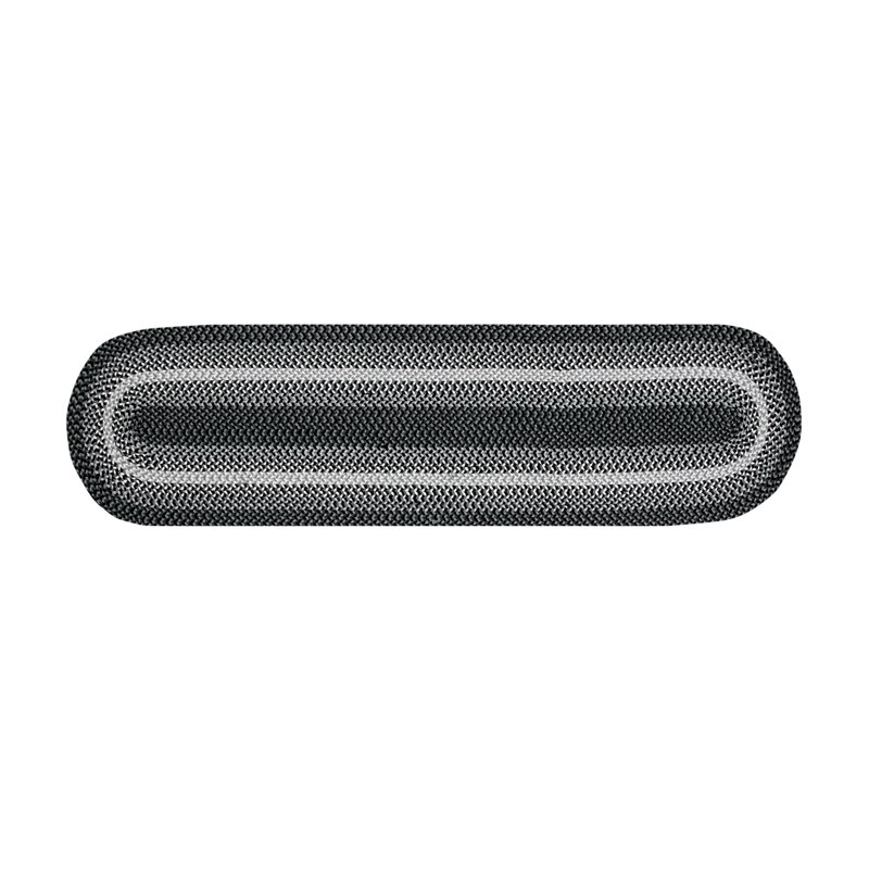 Tapis gris en laine tressé géométrique Beachmont, Tapis de couloir 24 po x 108 po