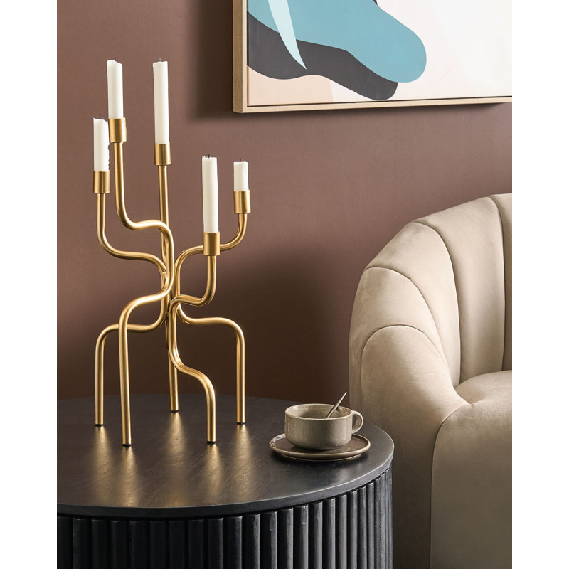 PORRTELA Metal Tabletop Candelabra, Gold