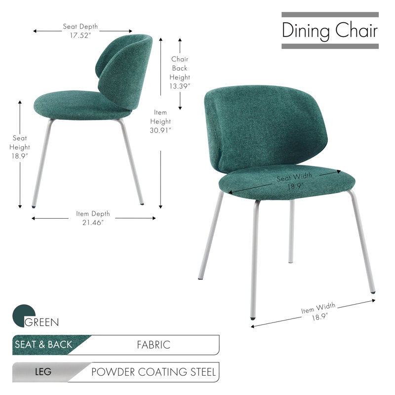 Titus Fabric Dining Chairs (Set of 2), Green