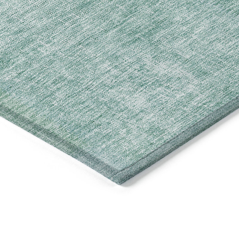 Tapis intérieur / extérieur 9 pi x 12 pi bleu sarcelle et vert patchwork lavable, Rectangle 9 pi x 12 pi