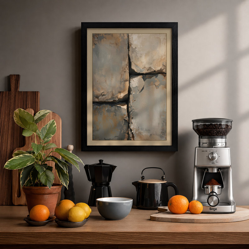 Weathered Concrete Cross Industrial - Framed Print, A3 - 42.0 x 29.7 cm, Black