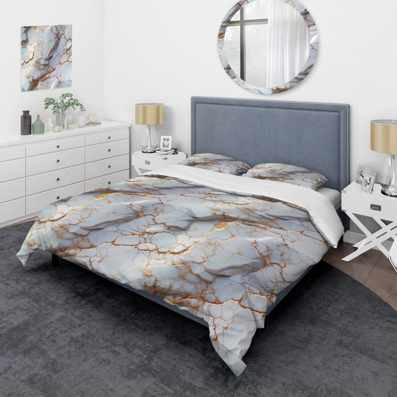 Ensemble de housse de couette Gold Timeless Marble Classic Delights I, Housse de couette pour grand lit et 2 taies décor