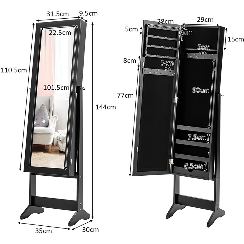 Ave Jewelry Armoire, Black