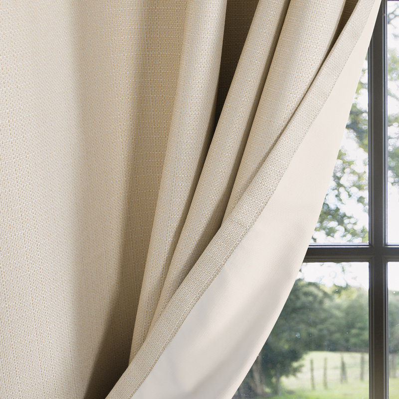 Landolfo Textured Grid 100% Blackout Grommet Curtain Pair (2 panels), 52" W x 84" L, Linen