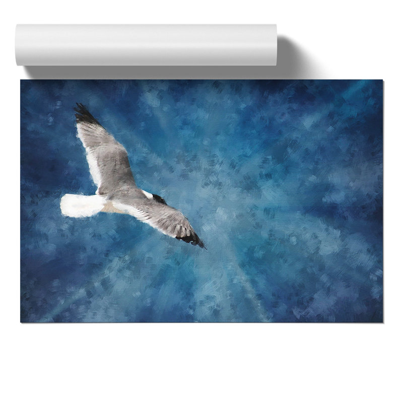 Seagull in Flight Painting - Frameless Print, 42cm H x 59cm W x 0.1cm D