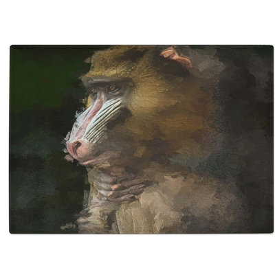 Glass Mandrill Monkey in Abstract Chopping Board