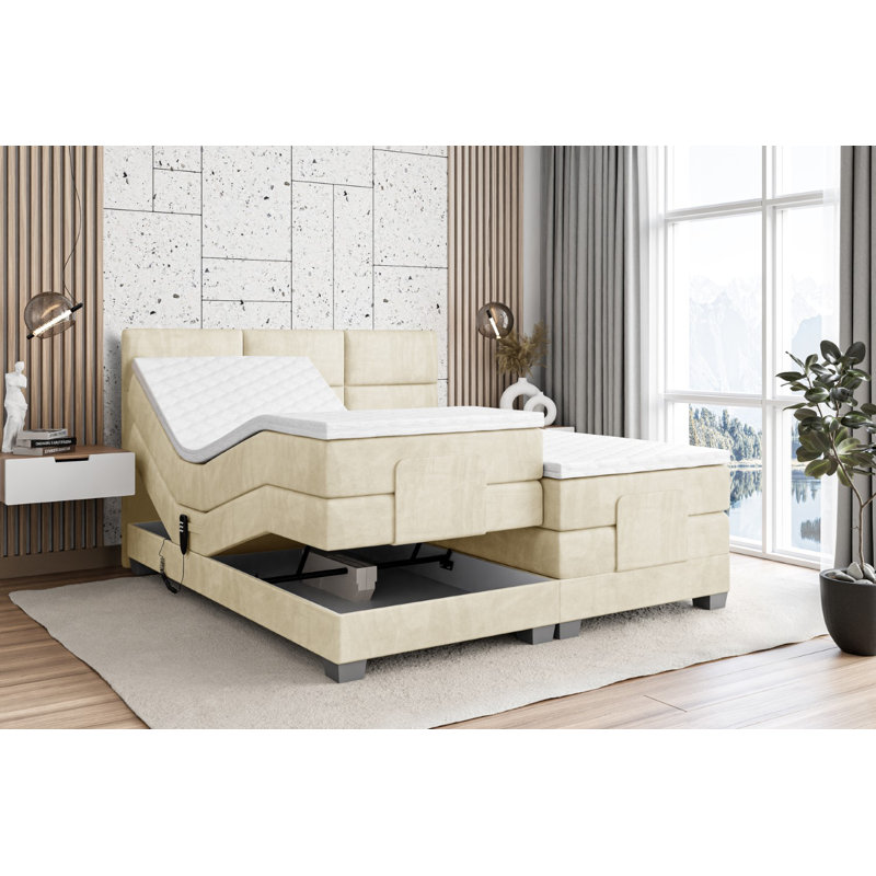 Orlo Bed with Mattress, 140 x 200cm, Beige