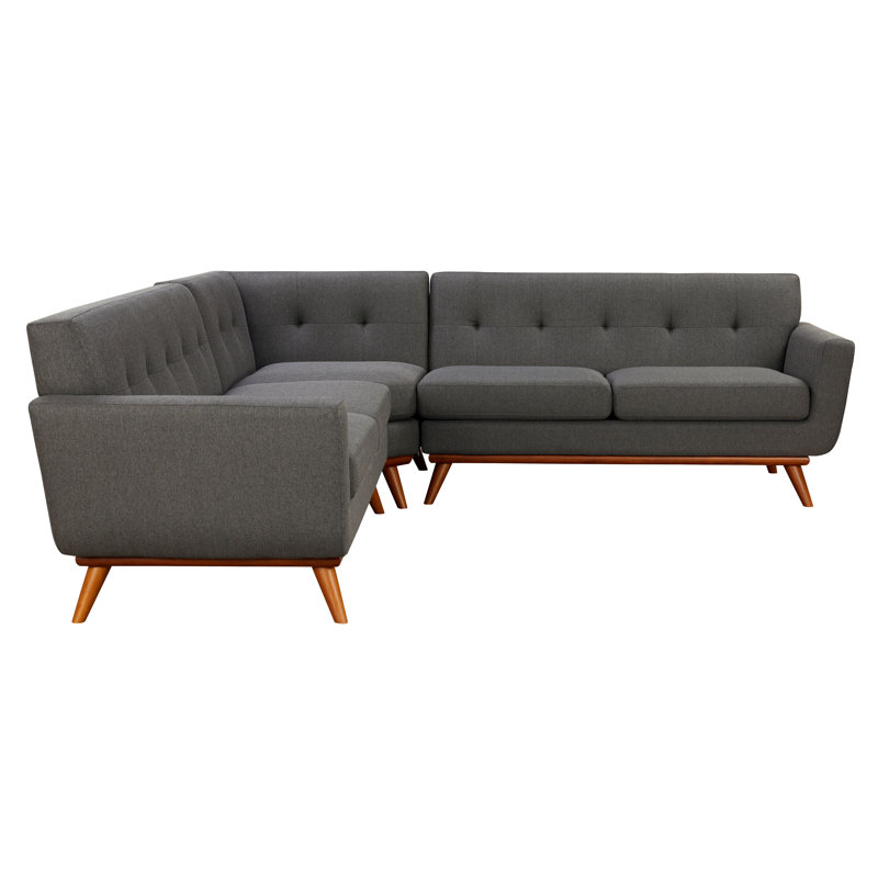 Canapé modulaire de coin Arvetta, Gris ardoise 100% lin
