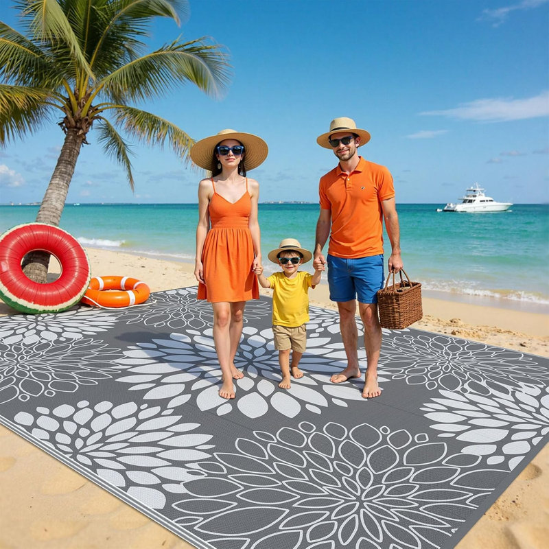 Tapis d'extérieur imperméable, Gris, Rectangle 9 pi x 12 pi