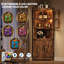 Grande armoire d'angle, armoire de rangement d'angle avec porte vitrée et tablettes réglables, rangement peu encombrant-1243718506
