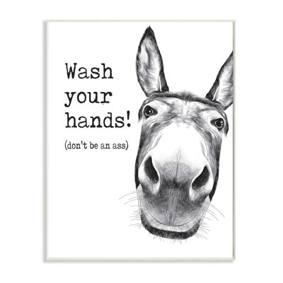 " Wash Your Hands Donkey Quote Bathroom Animal Humor " by Urban Road
