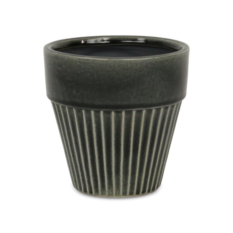 Lutton Handmade Ceramic Pot Planter, 6" H x 6" W x 6" D, Gray