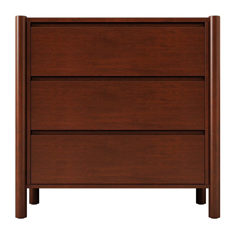 Commode de rangement en bois massif à 3 tiroirs l 31,51 po Llubia, Noyer