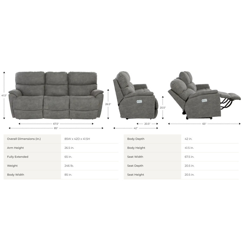 Trouper Power Reclining Sofa w/ Headrest and Lumbar