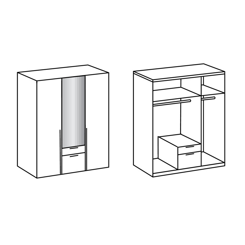 Agdal 3 Door Manufactured Wood Wardrobe, White