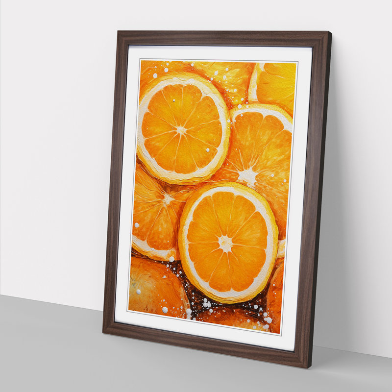 Sliced Orange 1 Piece Single Picture Frame Wall Art, 64cm H x 46cm W x 2cm D, Walnut Framed