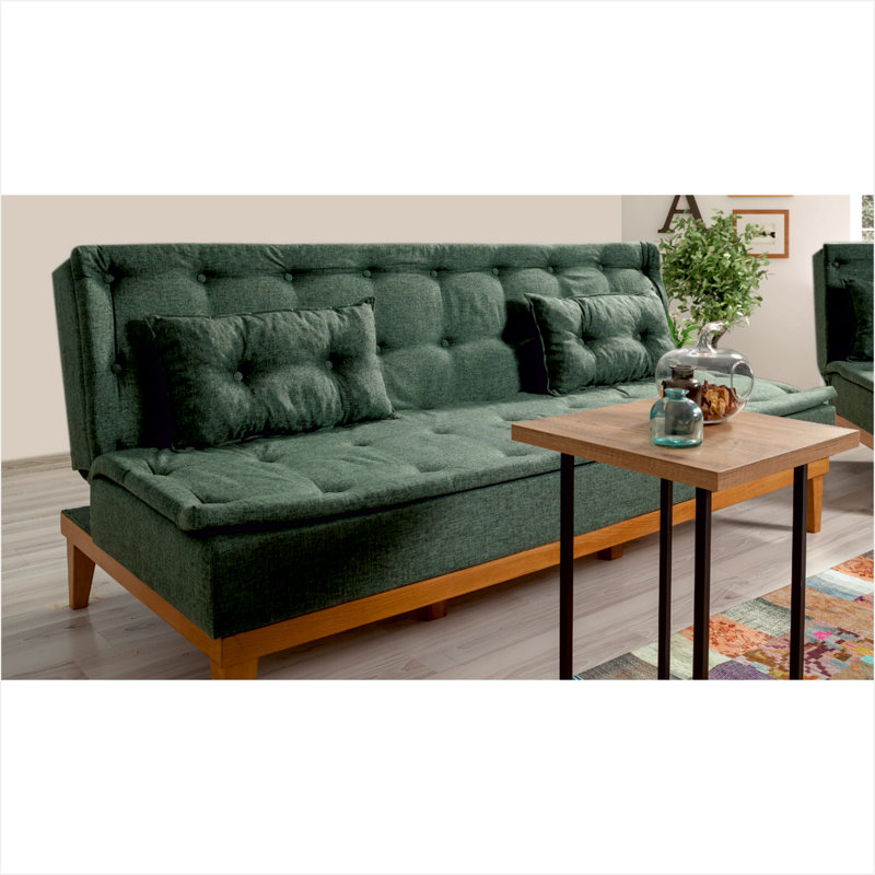 Bundy 3 Seater Linen Sleeper, Green