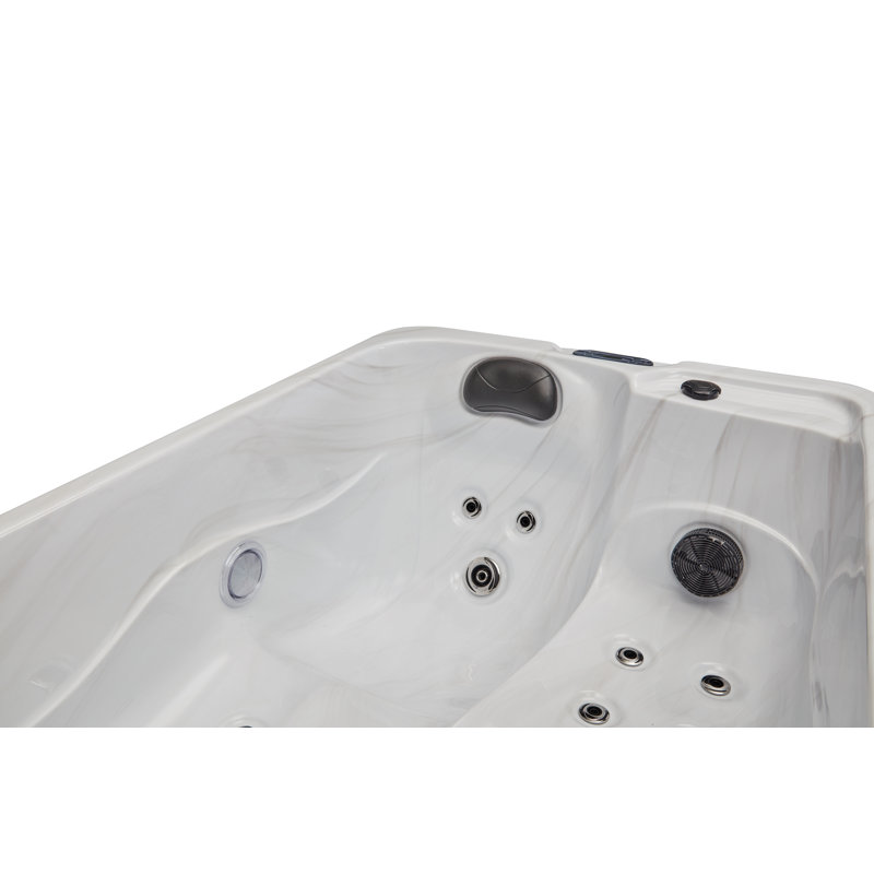 Gray Polyethylene 2-Person Rectangle Hot Tub with Electric Heater