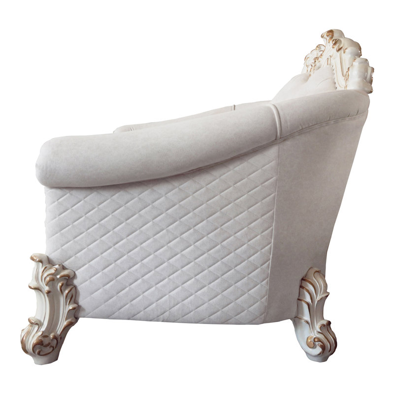 Vendome II Gray Tufted Fabric Sofa with Nailhead Trim