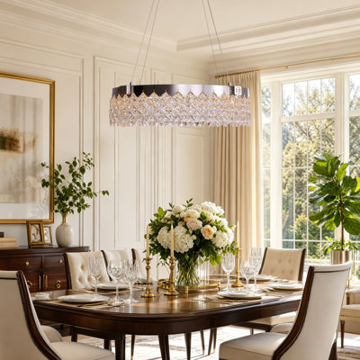 Lustre carré en cristal de 24 po de style perle moderne