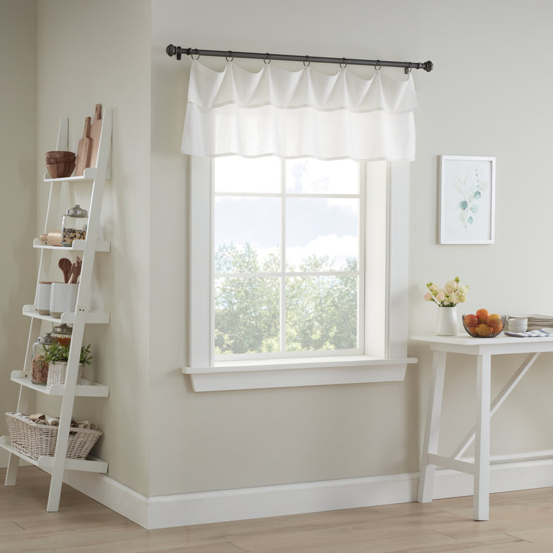 Drop Cloth Light Filtering Ring and Tab Top Farmhouse Valance, Off White