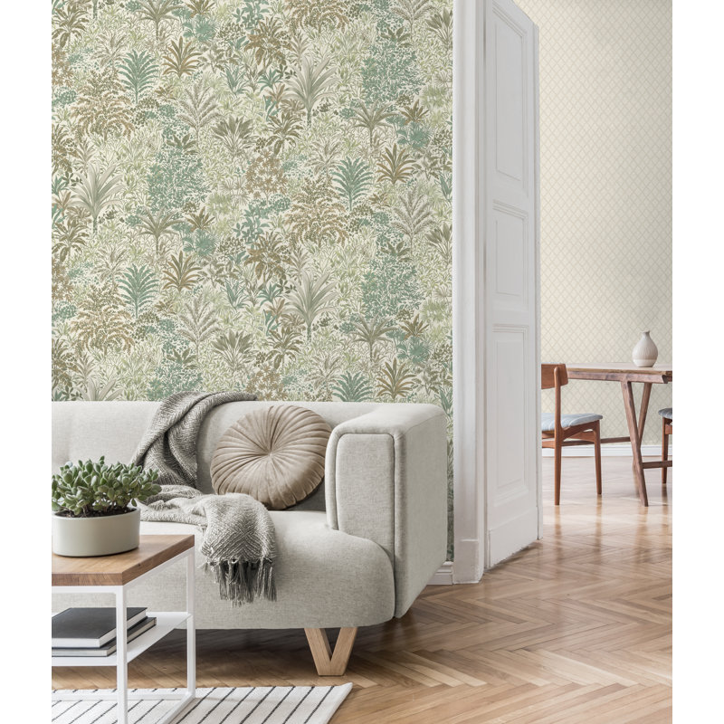 Palm Landscape Italian Heavyweight Wallpaper, Green