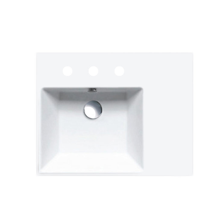 Lavabo de salle de bain mural Premium Up 60 Fireclay 24 ", Centres de 8 po