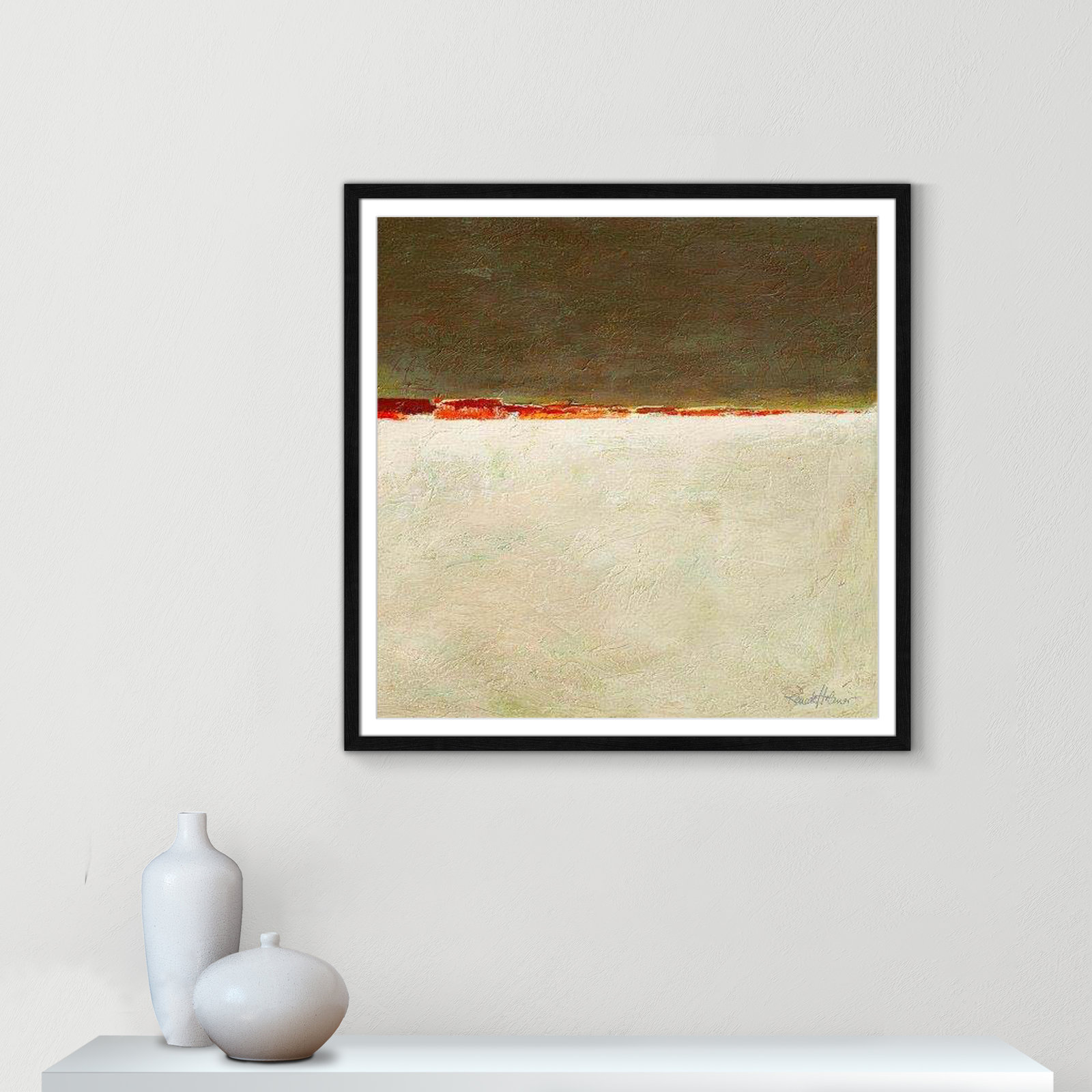 Orange Horizon I Print, Black Framed, 32" H x 32" W x 0.75" D
