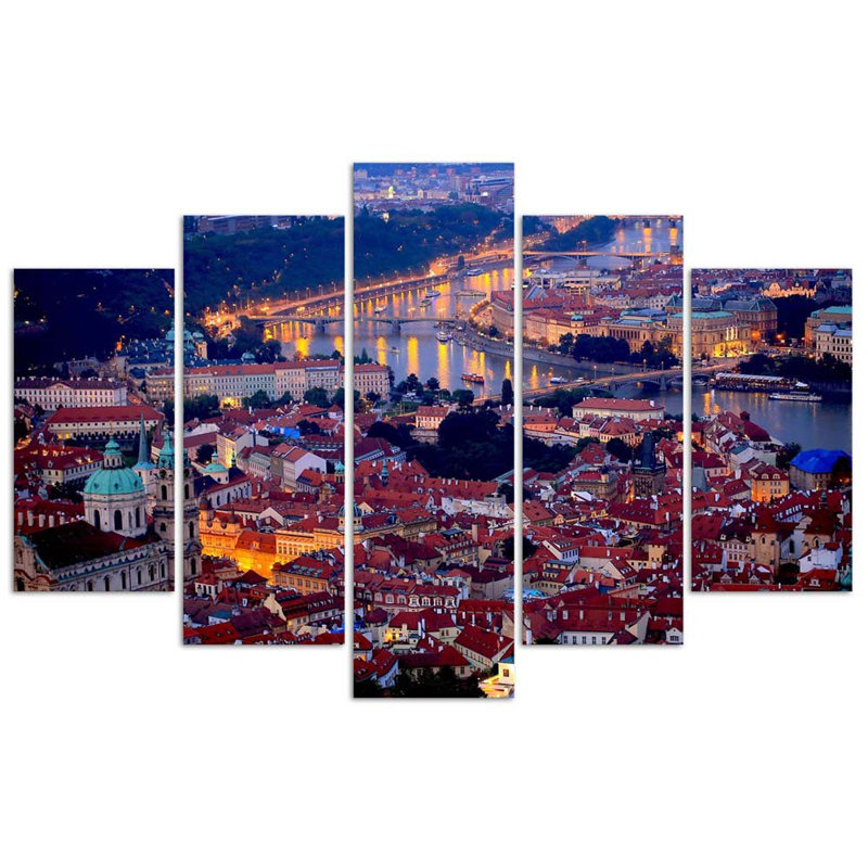 City Of Prague - 5 Piece No Frame Print on Canvas
