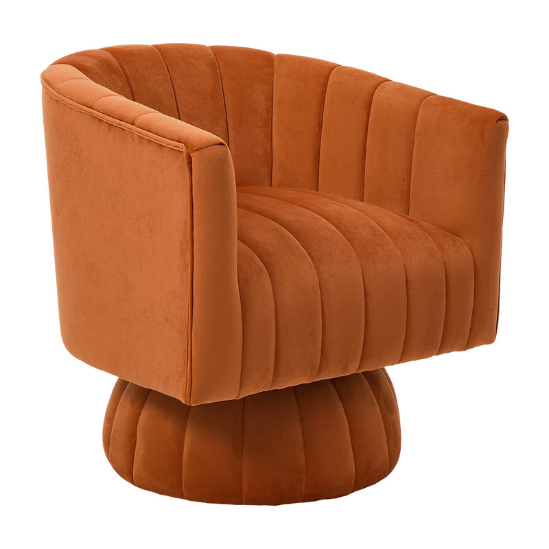 Swivel Chair, Orange Velvet