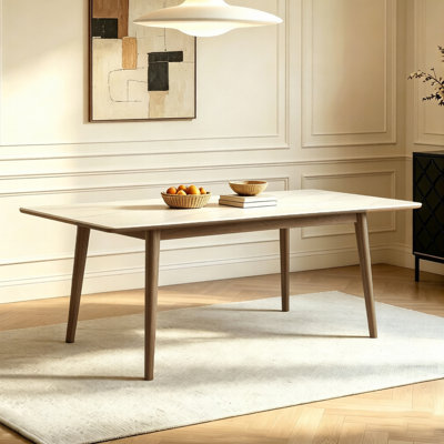 White Rectangular Sintered Stone tabletop Dining table