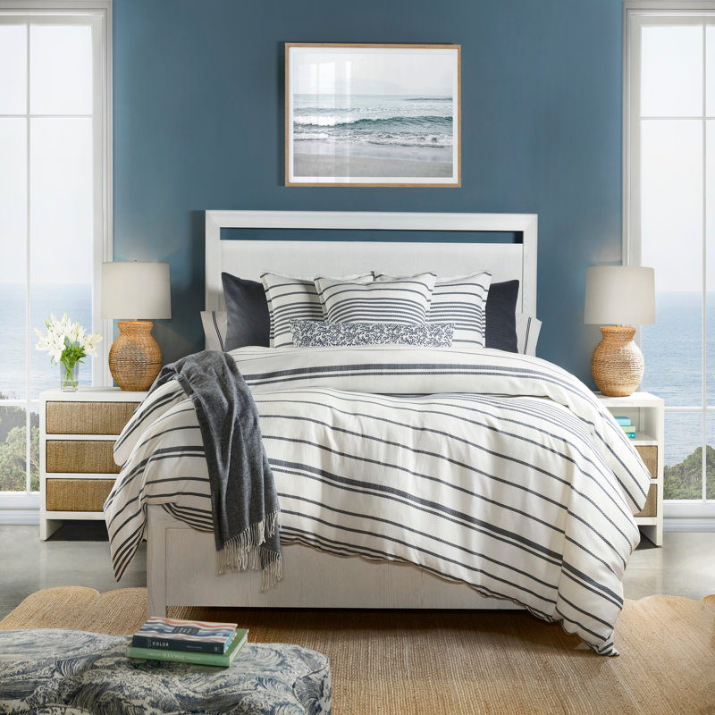 Seabed Pillow Navy | White Made-To-Order, Bolster 9"H x 36"W