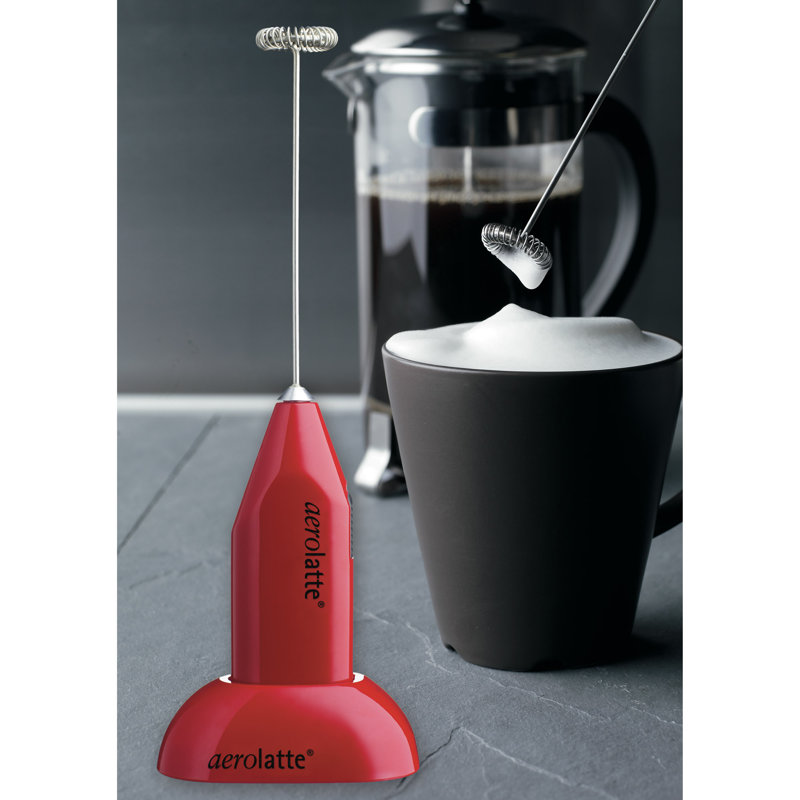 Mousseur à lait Aerolatte avec support de comptoir, mousseur sans vapeur Original, rouge, Rouge