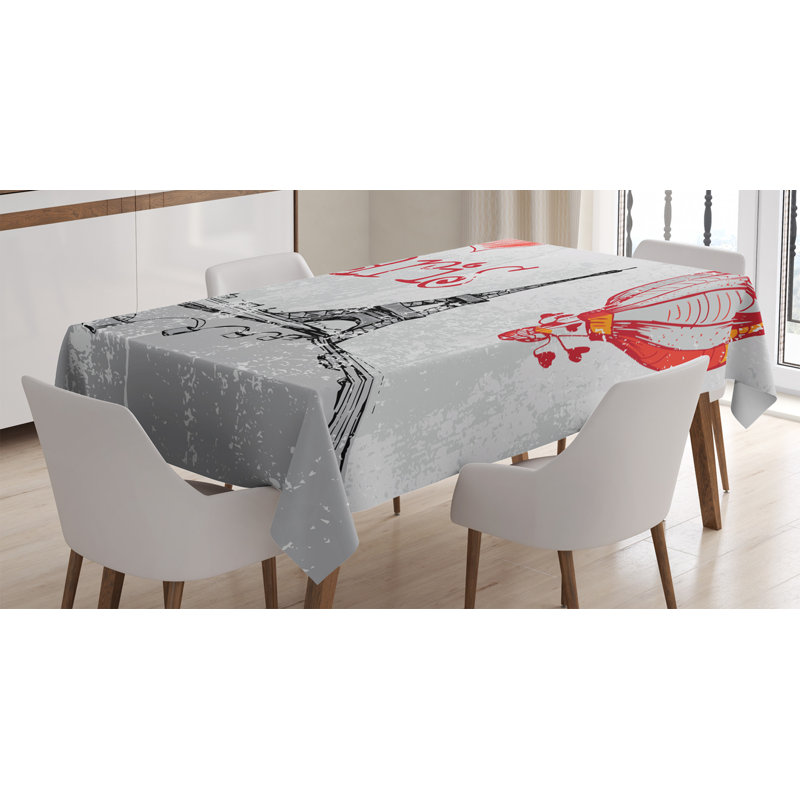 Table de salle à manger à air chaud avec coeurs de style doodle, image de table rectangulaire pour salle de bain décoration, 52 po x 70 po, gris noir rouge ambesonne eiffel