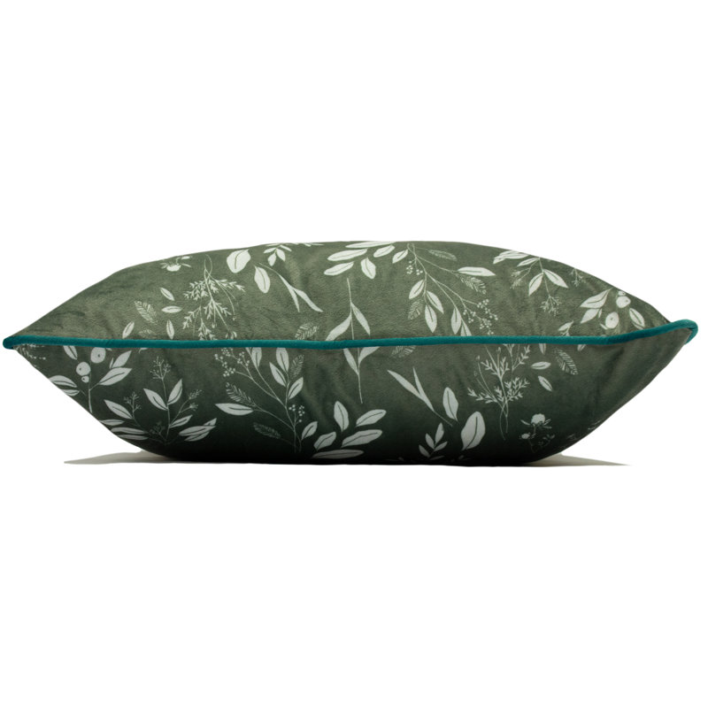 Floral Orange Square Throw Cushion, Sage Green
