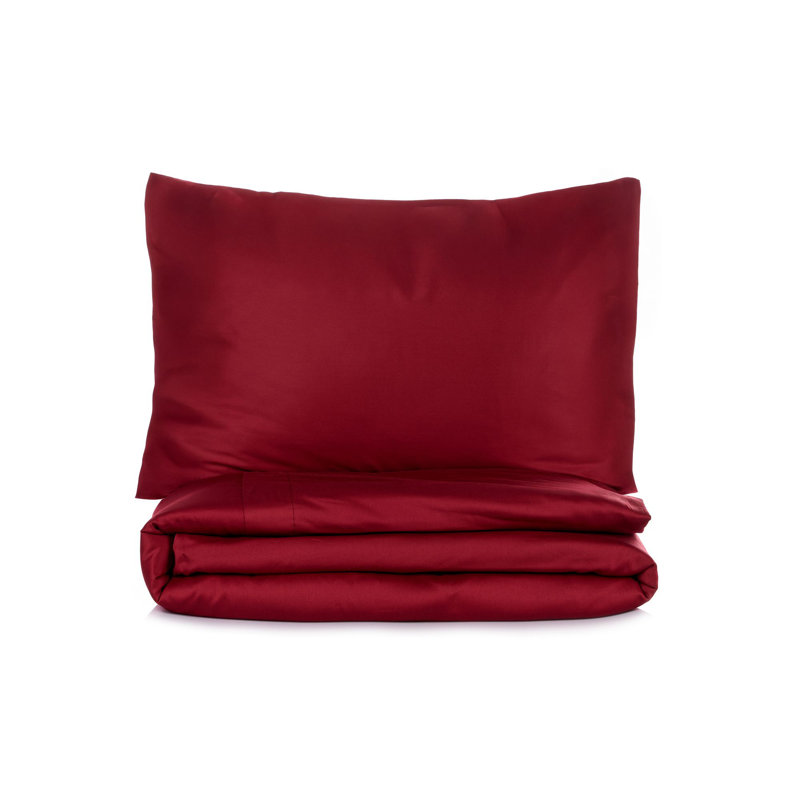 Luxurious Satin Quilt Cover Set, Claret Red, 78.7 x 78.7 inches | 100% Cotton Satin, 211 Thread Count | Includes 2 Pillowcases (31.5 x 31.5 inches), Envelope & Button Closure | Machine Washable, Elegant Bedding Upgrade