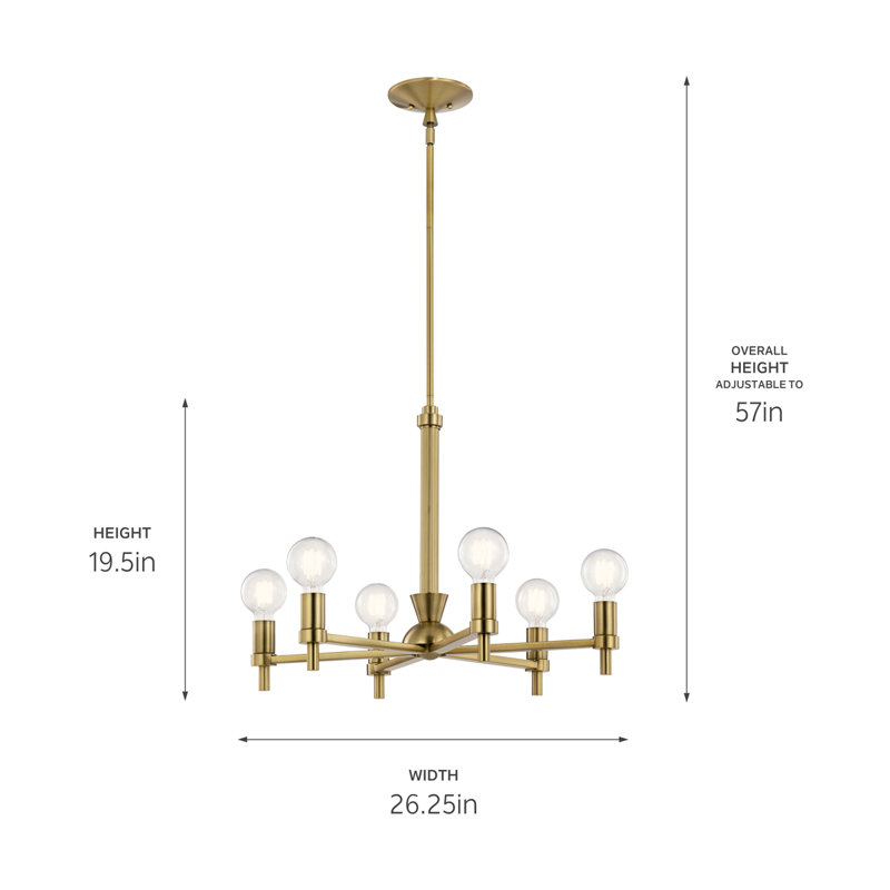 Lustre Torvee 6Lt, Laiton naturel brossé