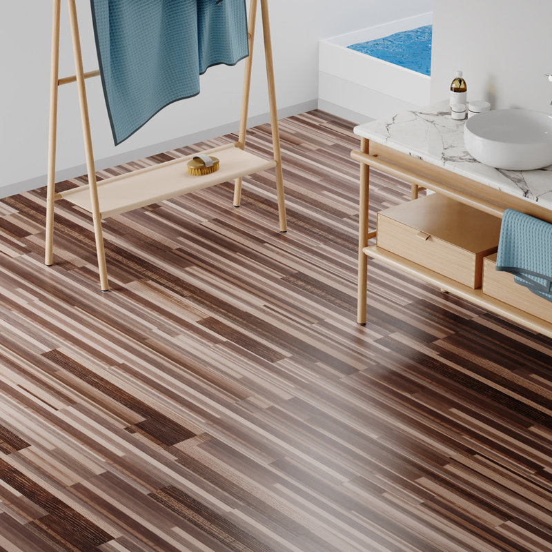 36pc Self-adhesive Wood Grain PVC Floor Tiles, Grey/Dark Grey