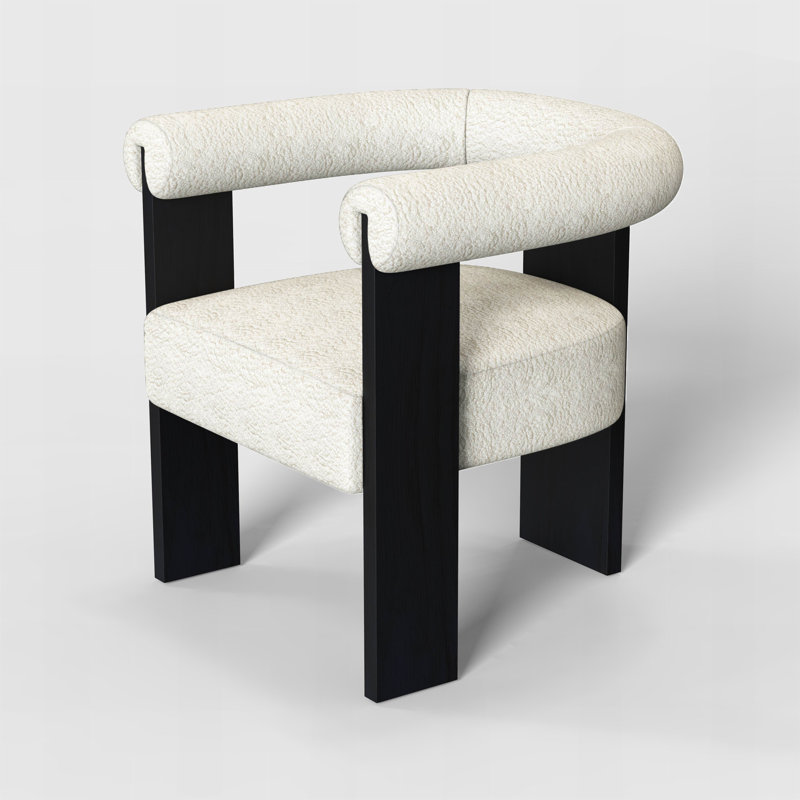 Upholstered Chesterfield Chair, White Fabric