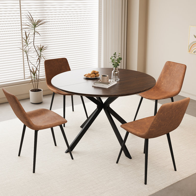 Ensemble de table de salle à manger moderne avec 4 chaises, Brun, Brun