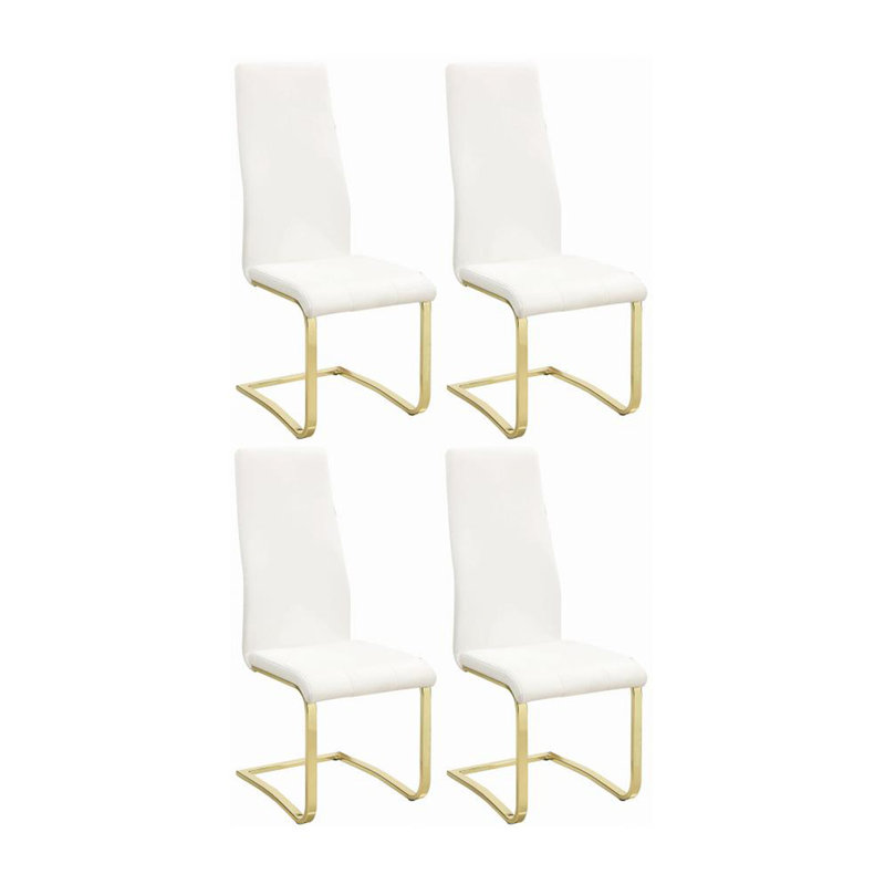Chaises de salle à manger rembourrées en similicuir, Argent, Blanc