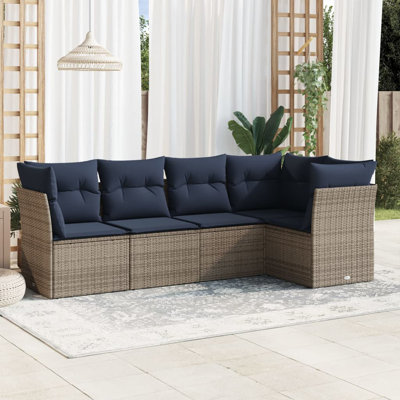 Ensemble de canapé de patio 5 pièces avec coussins pour l'extérieur