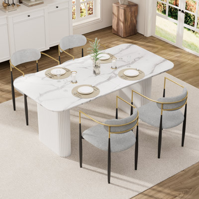 Marble MDF Top Dinning Table Set for 4-6