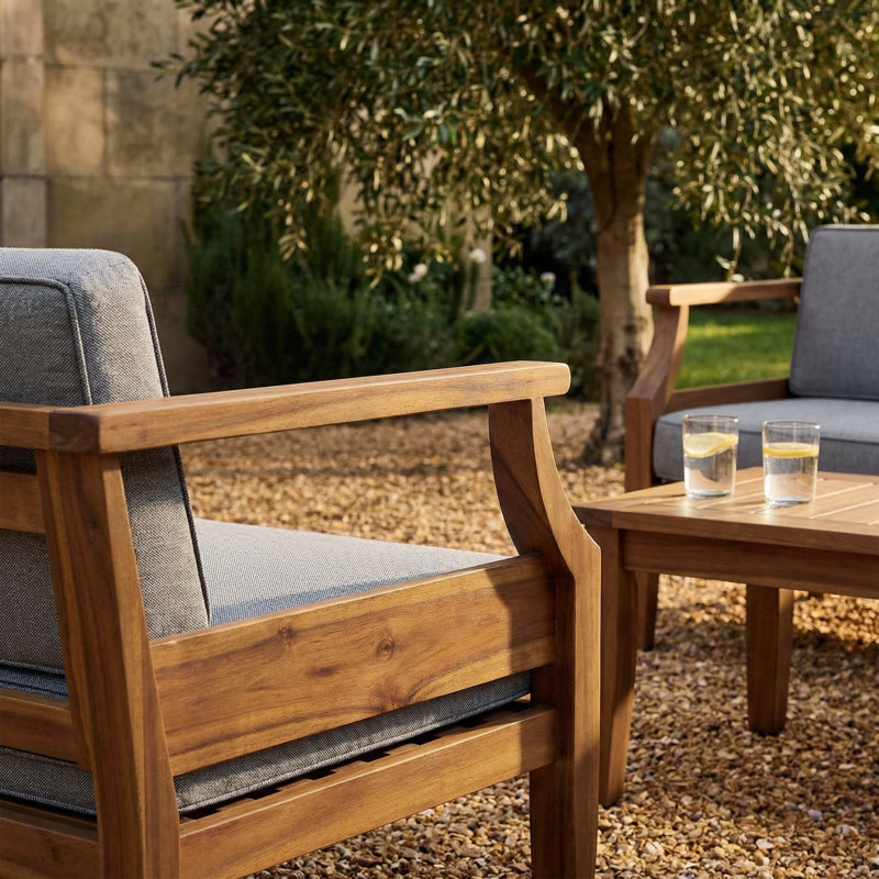 Mcclurg Acacia Outdoor Lounge Chair, Dark Gray