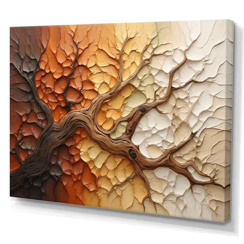 Brown Beige Abstract Redwood Tree Collage - Modern Wall Decor133, H 16 po x l 32 po x P 1 po