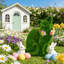 Statue de jardin Alize, chat et fleur, topiaire verte, chiffres de la Saint-Patrick