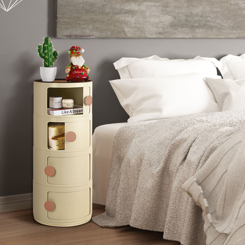 Coffre de rangement à 3 tiroirs l 12,4 po Lacia, Beige / orange