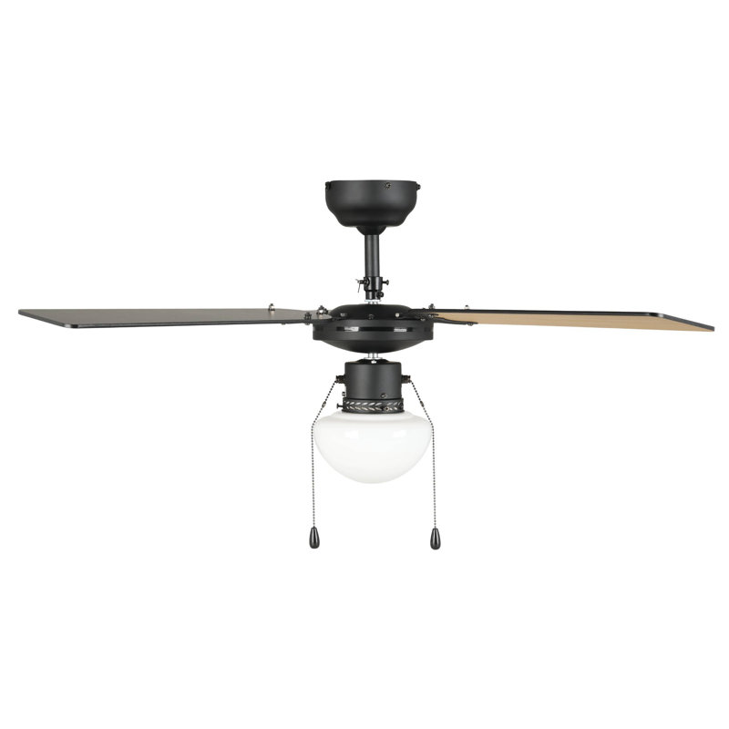 Sibelle Ceiling Fan with Light Kit, Black