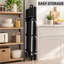Chariot de service pliable à 3 niveaux avec roulettes, chariot utilitaire pliable robuste de 109 kg (240 lb), aucun assemblage requis, chariot roulant portatif pour cuisine, bureau, entrepôt, garage, noir